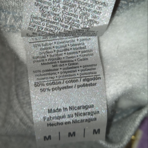 NEW Gildan womens MEDIUM gray sweatshirt pink 'H' chenille letter initial - Picture 4 of 5